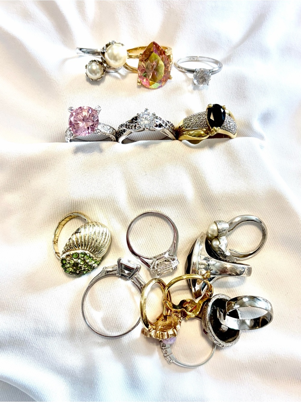 LOT of #15 gorgeous vintage cocktail rings